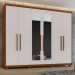 Guarda-Roupa Casal áries 6 Portas 5 Gavetas com Espelho Frassino/Off White - Móveis Lopas