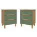 Mesa de Cabeceira Logan Kit 2 Mesas de Cabeceira 100% Mdf Olmo/Verde - Mambel