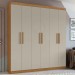 Guarda-Roupa Casal Jazz 6 Portas 3 Gavetas Amêndoa Clean/Off White - Móveis Lopas