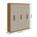 Guarda-Roupa Casal Jazz 6 Portas 3 Gavetas Amêndoa Clean/Off White - Móveis Lopas