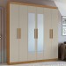 Guarda-Roupa Casal Jazz 6 Portas 3 Gavetas com Espelho Amêndoa Clean/Off White - Móveis Lopas