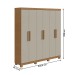 Guarda-Roupa Casal Jazz 6 Portas 3 Gavetas Amêndoa 73939.58 Clean/Off White - Móveis Lopas