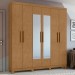 Guarda-Roupa Casal Jazz 6 Portas 3 Gavetas com Espelho 73939.3 Amêndoa Clean - Móveis Lopas