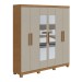 Guarda-Roupa Casal Jazz 6 Portas 3 Gavetas com Espelho 73939.3 Amêndoa Clean/Off White - Móveis Lopas
