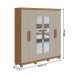Guarda-Roupa Casal Jazz 6 Portas 3 Gavetas com Espelho 73939.3 Amêndoa Clean/Off White - Móveis Lopas