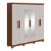 Guarda-Roupa Casal Jazz 6 Portas 3 Gavetas com Espelho 73939.3 Frassino/Off White - Móveis Lopas