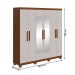 Guarda-Roupa Casal Jazz 6 Portas 3 Gavetas com Espelho 73939.3 Frassino/Off White - Móveis Lopas