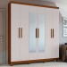Guarda-Roupa Casal Jazz 6 Portas 3 Gavetas com Espelho 73939.3 Frassino/Off White - Móveis Lopas