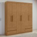 Guarda-Roupa Casal Zeus 6 Portas 4 Gavetas Amêndoa Clean 59617.52 - Móveis Lopas