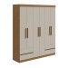 Guarda-Roupa Casal Zeus 6 Portas 4 Gavetas Amêndoa Clean/Off White 59617.52 - Móveis Lopas