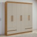 Guarda-Roupa Casal Zeus 6 Portas 4 Gavetas Amêndoa Clean/Off White 59617.52 - Móveis Lopas
