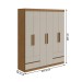 Guarda-Roupa Casal Zeus 6 Portas 4 Gavetas Amêndoa Clean/Off White 59617.52 - Móveis Lopas