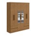 Guarda-Roupa Casal Zeus 6 Portas 4 Gavetas com Espelho Amêndoa Clean 59617.354 - Móveis Lopas