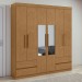 Guarda-Roupa Casal Zeus 6 Portas 4 Gavetas com Espelho Amêndoa Clean 59617.354 - Móveis Lopas