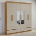 Guarda-Roupa Casal Zeus 6 Portas 4 Gavetas com Espelho Amêndoa Clean/Off White 59617.354 - Móveis Lopas