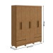 Guarda-Roupa Casal Zeus 6 Portas 4 Gavetas Amêndoa Clean - Móveis Lopas