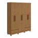 Guarda-Roupa Casal Zeus 6 Portas 4 Gavetas Amêndoa Clean - Móveis Lopas
