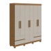 Guarda-Roupa Casal Zeus 6 Portas 4 Gavetas Amêndoa Clean/Off White - Móveis Lopas