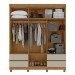 Guarda-Roupa Casal Zeus 6 Portas 4 Gavetas Amêndoa Clean/Off White - Móveis Lopas