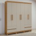 Guarda-Roupa Casal Zeus 6 Portas 4 Gavetas Amêndoa Clean/Off White - Móveis Lopas