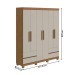 Guarda-Roupa Casal Zeus 6 Portas 4 Gavetas Amêndoa Clean/Off White - Móveis Lopas