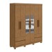 Guarda-Roupa Casal Zeus 6 Portas 4 Gavetas com Espelho  Amêndoa Clean - Móveis Lopas