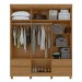 Guarda-Roupa Casal Zeus 6 Portas 4 Gavetas com Espelho  Amêndoa Clean - Móveis Lopas
