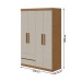 Guarda-Roupa Solteiro Zeus 4 Portas 2 Gavetas Amêndoa Clean/Off White - Móveis Lopas