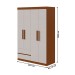 Guarda-Roupa Solteiro Zeus 4 Portas 2 Gavetas Frassino/Off White - Móveis Lopas