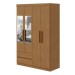 Guarda-Roupa Solteiro Zeus 4 Portas 2 Gavetas com Espelho 59602.354 Amêndoa Clean - Móveis Lopas