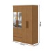 Guarda-Roupa Solteiro Zeus 4 Portas 2 Gavetas com Espelho 59602.354 Amêndoa Clean - Móveis Lopas