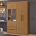 Guarda-Roupa Solteiro Zeus 4 Portas 2 Gavetas com Espelho 59602.354 Amêndoa Clean - Móveis Lopas
