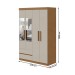Guarda-Roupa Solteiro Zeus 4 Portas 2 Gavetas com Espelho 59602.354 Amêndoa Clean/Off White - Móveis Lopas