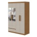 Guarda-Roupa Solteiro Zeus 4 Portas 2 Gavetas com Espelho 59602.354 Amêndoa Clean/Off White - Móveis Lopas