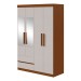 Guarda-Roupa Solteiro Zeus 4 Portas 2 Gavetas com Espelho 59602.354 Frassino/Off White - Móveis Lopas