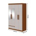 Guarda-Roupa Solteiro Zeus 4 Portas 2 Gavetas com Espelho 59602.354 Frassino/Off White - Móveis Lopas