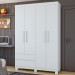 Guarda-Roupa Solteiro Zeus 4 Portas 2 Gavetas 59602.58 Branco - Móveis Lopas