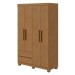 Guarda-Roupa Solteiro Zeus 4 Portas 2 Gavetas 59602.58 Amêndoa Clean - Móveis Lopas