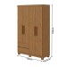Guarda-Roupa Solteiro Zeus 4 Portas 2 Gavetas 59602.58 Amêndoa Clean - Móveis Lopas