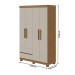 Guarda-Roupa Solteiro Zeus 4 Portas 2 Gavetas 59602.58 Amêndoa Clean/Off White - Móveis Lopas