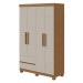 Guarda-Roupa Solteiro Zeus 4 Portas 2 Gavetas 59602.58 Amêndoa Clean/Off White - Móveis Lopas