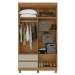 Guarda-Roupa Solteiro Zeus 4 Portas 2 Gavetas 59602.58 Amêndoa Clean/Off White - Móveis Lopas