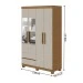 Guarda-Roupa Solteiro Zeus 4 Portas 2 Gavetas com Espelho Amêndoa Clean/Off White - Móveis Lopas