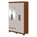 Guarda-Roupa Solteiro Zeus 4 Portas 2 Gavetas com Espelho Frassino/Off White - Móveis Lopas