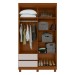 Guarda-Roupa Solteiro Zeus 4 Portas 2 Gavetas com Espelho Frassino/Off White - Móveis Lopas