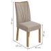 Mesa de Jantar 6 Lugares Luiza Amêndoa Clean/Off White/Veludo Naturale Creme - Panorama Móveis