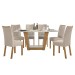 Mesa de Jantar 6 Lugares Luiza Amêndoa Clean/Off White/Veludo Naturale Creme - Panorama Móveis