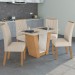 Mesa de Jantar 4 Lugares Luiza Amêndoa Clean/Off White/Linho Rinzai Bege - Panorama Móveis