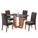 Mesa de Jantar 4 Lugares com Vidro Pajero Mel/Grafite - Viero Móveis