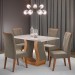 Mesa de Jantar 4 Lugares Universe com Vidro Mel/Perola/Off White - Viero Móveis